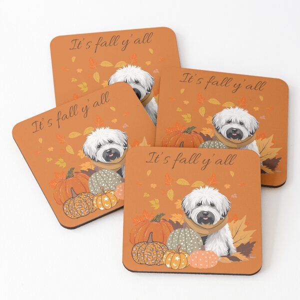 Item preview, 'It's Fall Y'all - Cozy Puli with Pumpkins and Leaves" designed and sold by GoodyPaws.