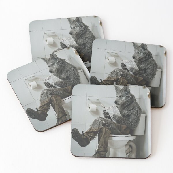 Item preview, Werewolf Sitting on the Toilet Reading a Newspaper designed and sold by CheekyAnimalz.