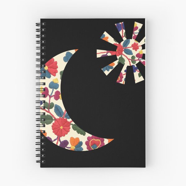 Item preview, Moon and sun with embroidered colored texture on which flowers and leaves designed and sold by ZorianArt.