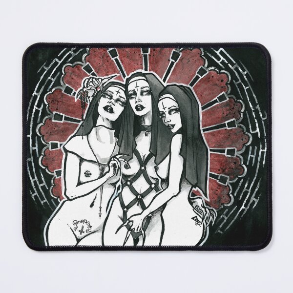Item preview, Three Sin Sisters, sexy nuns, bdsm girls, naked girls, occult art, satan lovers, erotic rt, vintage witches, goth girls, gothic aesthetic, sexy vamp, succubus, dark art designed and sold by SSINAMOON.