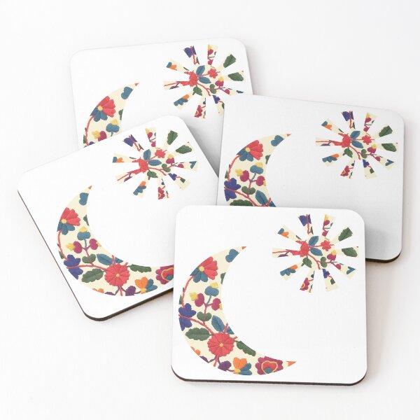 Item preview, Moon and sun with embroidered colored texture on which flowers and leaves designed and sold by ZorianArt.
