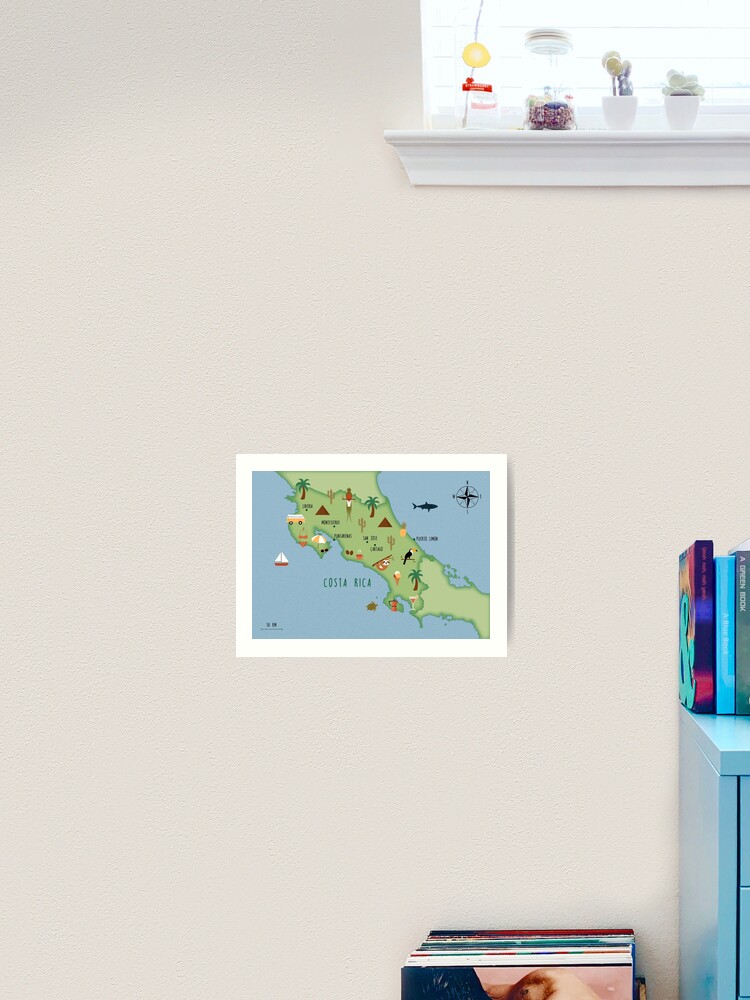 Thumbnail 2 of 3, Art Print, Illustrated map of Costa Rica designed and sold by ymkesinfogr.