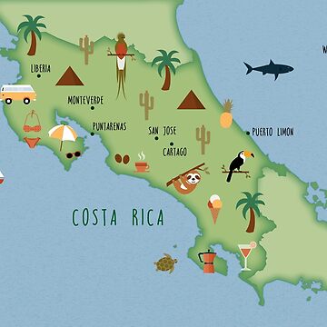 Artwork thumbnail, Illustrated map of Costa Rica by ymkesinfogr