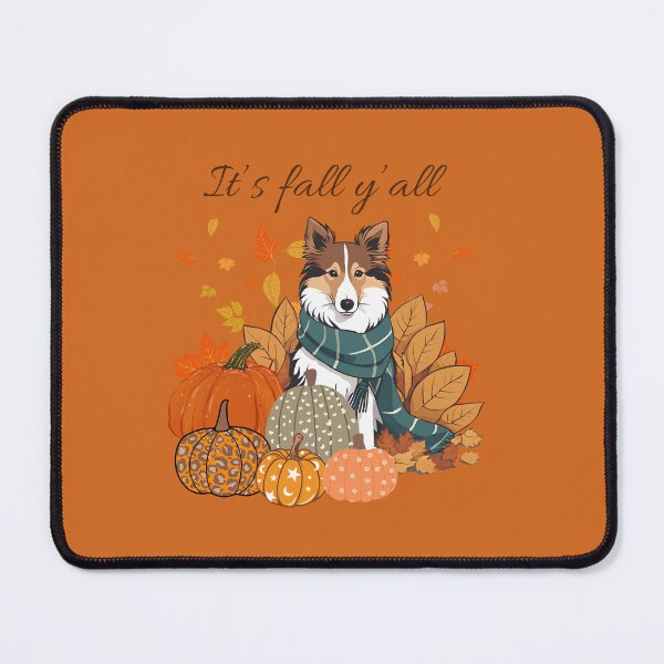 Item preview,  'It's Fall Y'all - Cozy Shetland Sheepdog with Pumpkins and Leaves" designed and sold by GoodyPaws.