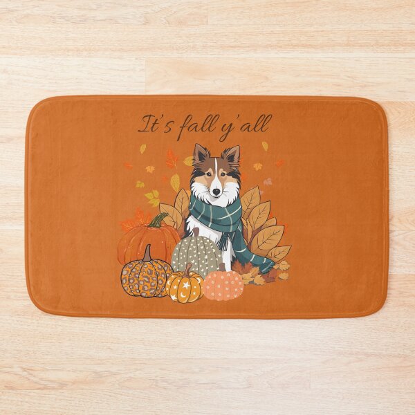Item preview,  'It's Fall Y'all - Cozy Shetland Sheepdog with Pumpkins and Leaves" designed and sold by GoodyPaws.