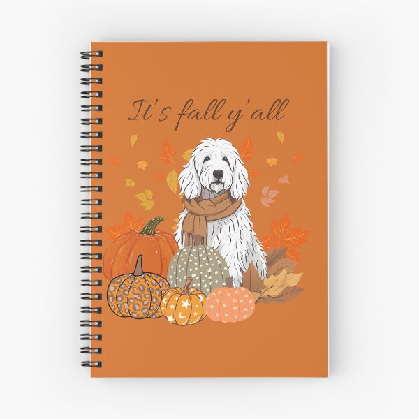 Item preview, 'It's Fall Y'all - Cozy Komondor with Pumpkins and Leaves" designed and sold by GoodyPaws.