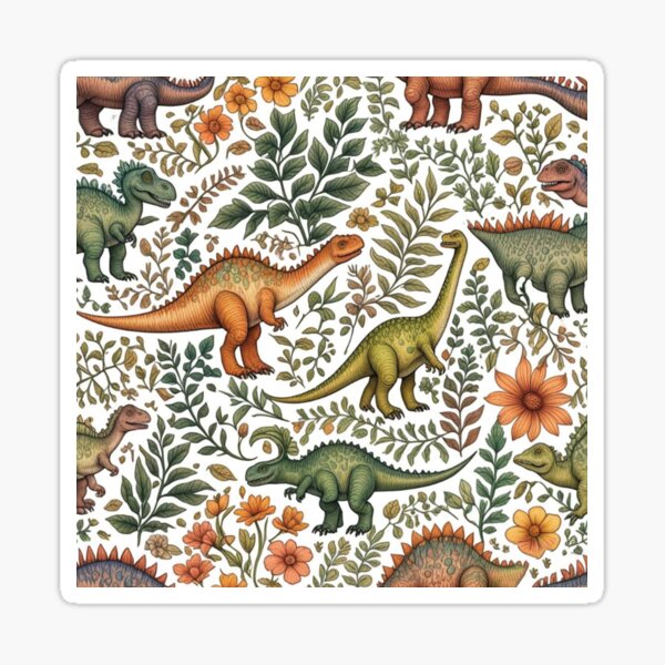 Item preview, Motif floral de dinosaure designed and sold by Krasnovaovaova.