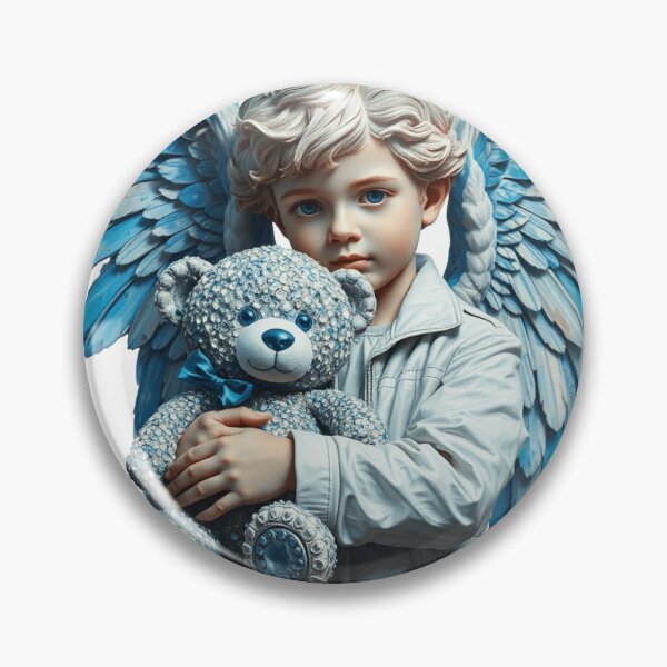Item preview, Fallen child angel statue holding a diamond blue teddy bear designed and sold by TaliaShin.