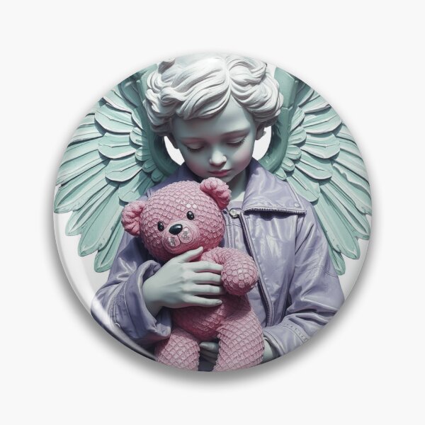 Item preview, Aesthetic statue angel with pink teddy bear beautiful design designed and sold by TaliaShin.
