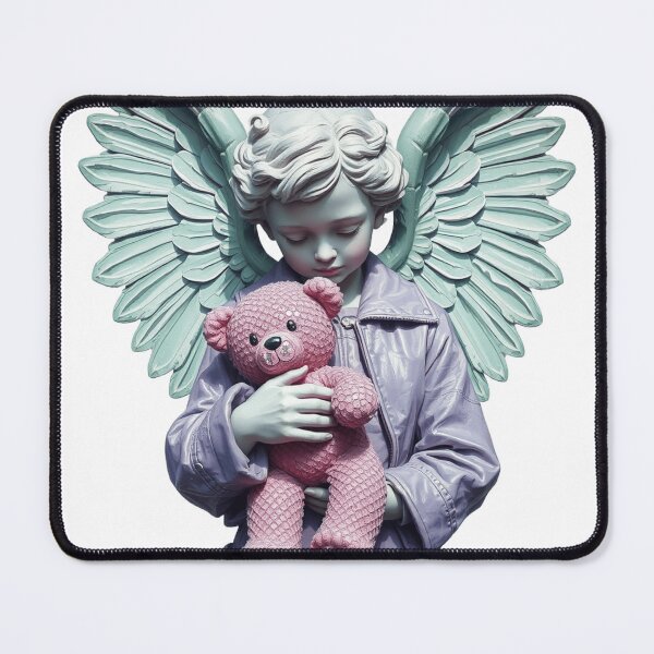Item preview, Aesthetic statue angel with pink teddy bear beautiful design designed and sold by TaliaShin.
