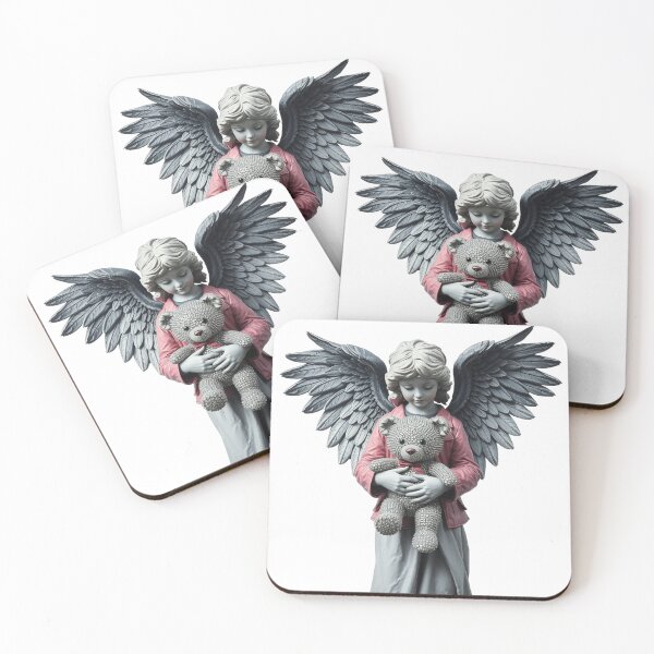 Item preview, A girl fallen angel wings pink and black teddy bear designed and sold by TaliaShin.