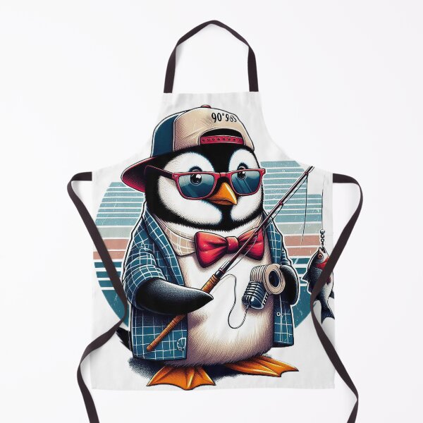 Item preview, Retro cool penguin fishing designed and sold by Silbays.