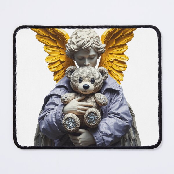 Item preview, fallen angel statue of a girl | teddy bear purple and yellow designed and sold by TaliaShin.