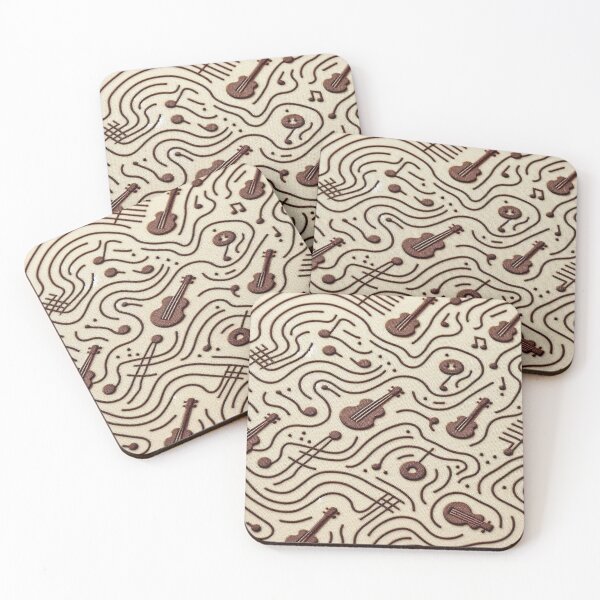 Aperçu de l'œuvre Motif en micro-tissu à cordes vibrantes et ondes sonores : design tactile sur marron clair créée et vendue par Rui Fernandes.
