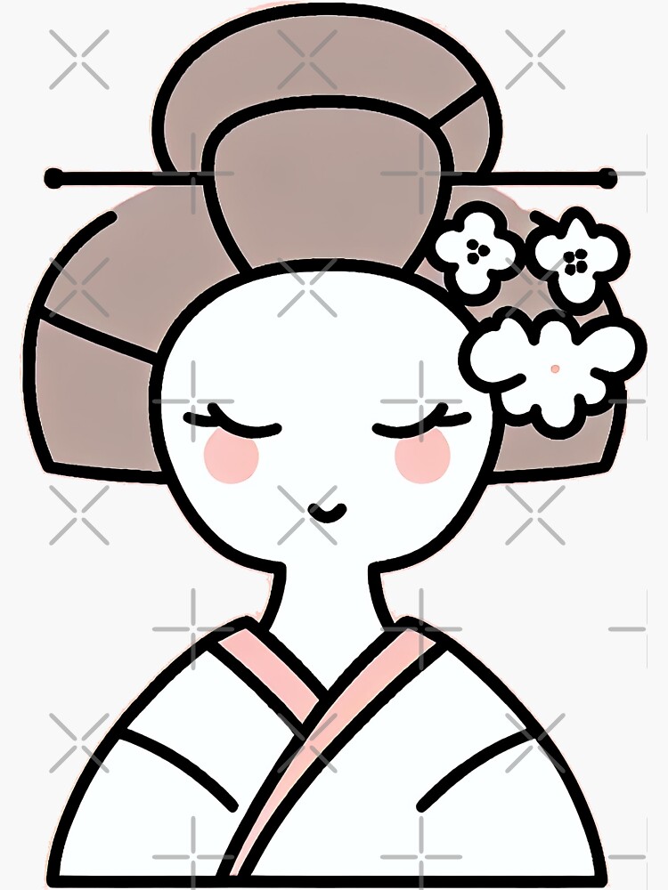 Thumbnail 3 von 3, Sticker, Geisha kawaii designt und verkauft von Kobeko.
