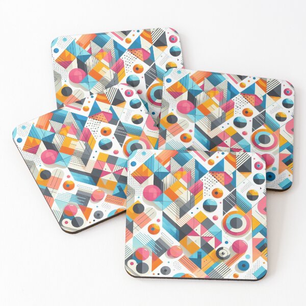 Item preview, Vibrant Geometric Shapes Seamless Pattern: Triangles, Circles & Hexagons on White designed and sold by Rui Fernandes.
