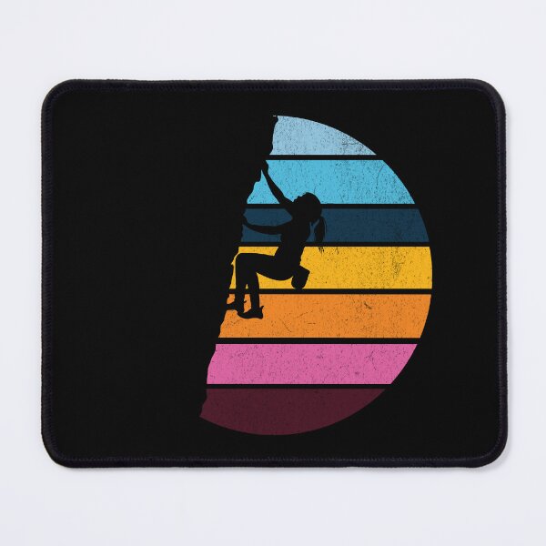 Item preview, girl climbing rock silhouette retro washed out style rainbow designed and sold by Bouldershop.