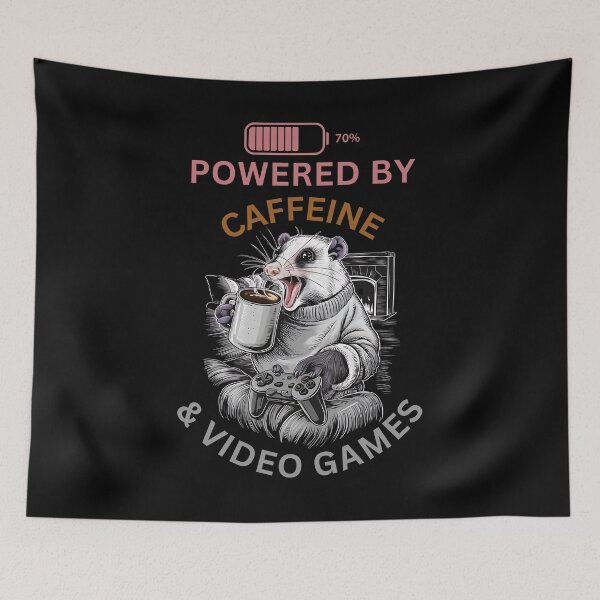 Item preview, Powered by Caffeine & Video Games designed and sold by ZenZooVibes.