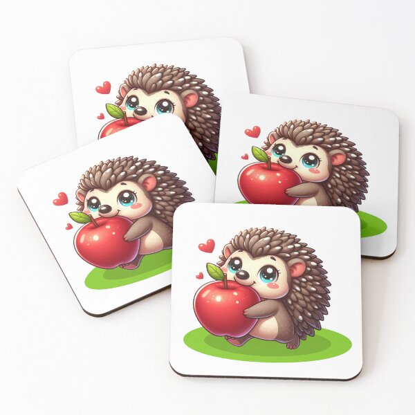 Item preview, A cute little hedgehog carrying a red apple designed and sold by Pasja W Każdym Szkicu!.