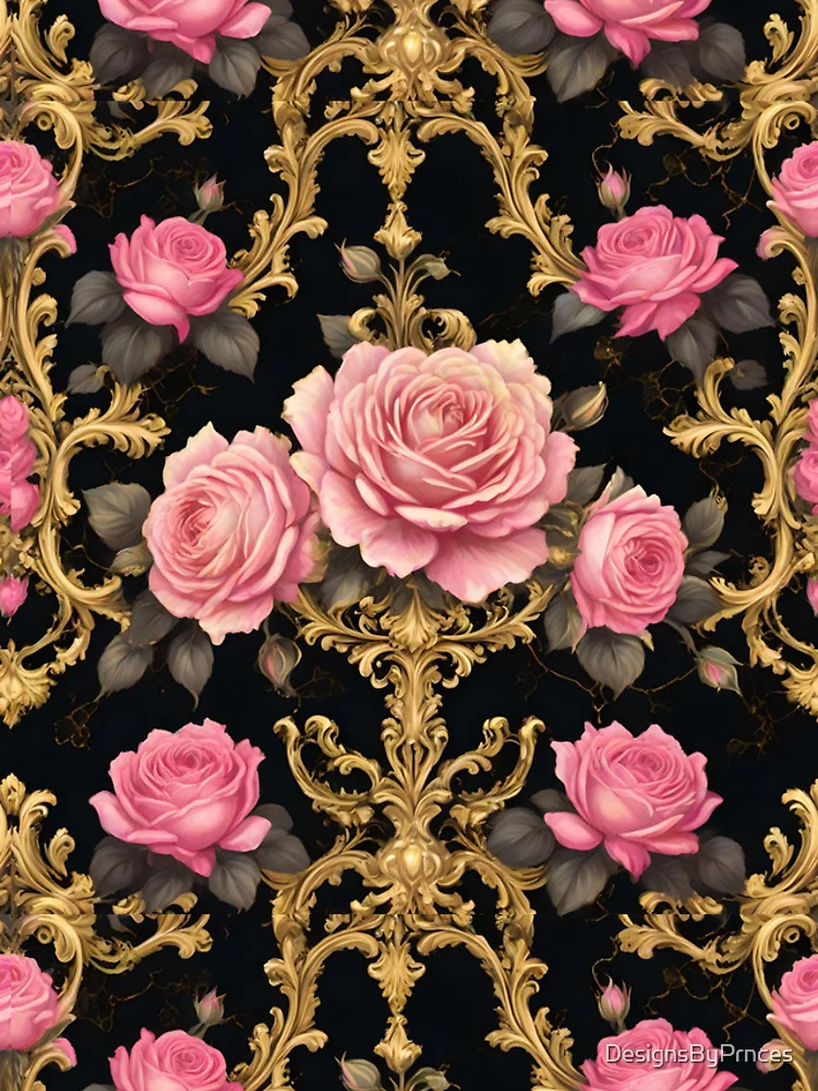 Thumbnail 4 of 4, iPhone Case, Pink Roses & Gold Rococo designed and sold by DesignsByPrnces.