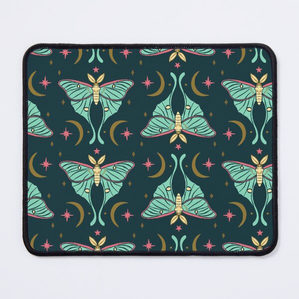 Item preview, Cute Teal Luna Moth with Stars and Crescents on Dark Background designed and sold by paldronma.
