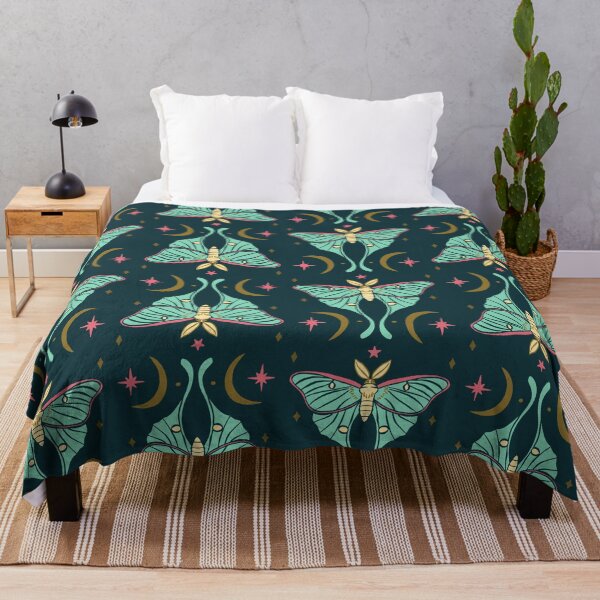 Item preview, Cute Teal Luna Moth with Stars and Crescents on Dark Background designed and sold by paldronma.