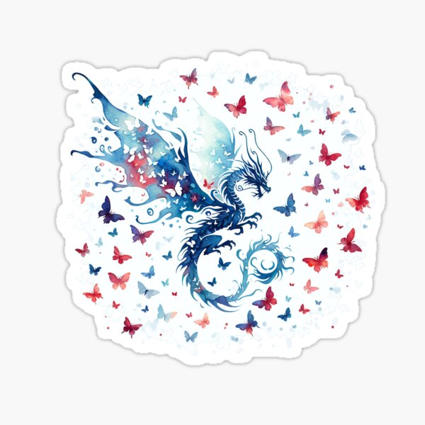 Item preview, Dragon with butterflies designed and sold by Kobeko.
