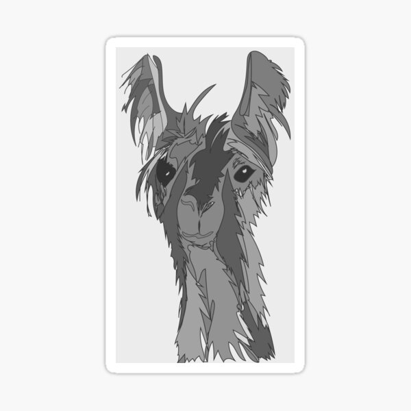 Azzy Stunning Suri llama, done in greys Sticker
