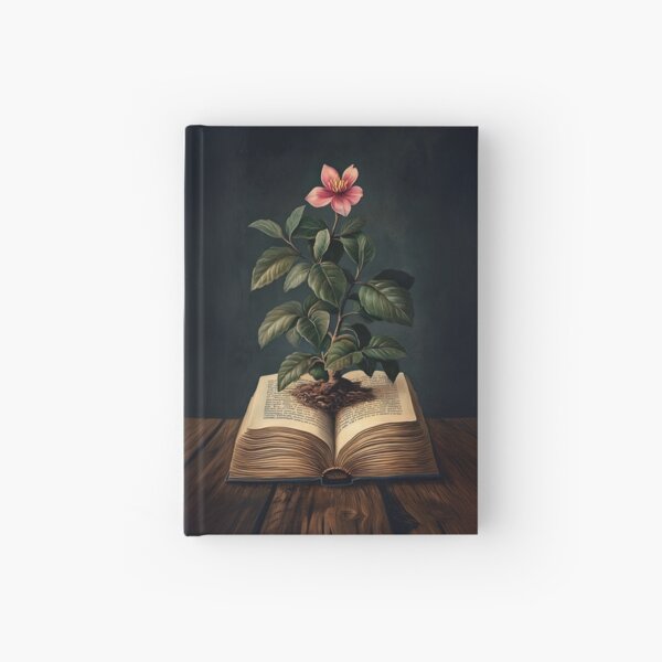 Item preview, Pink Flower Growing from Book: Minimalist Art designed and sold by SurrealArtStore.