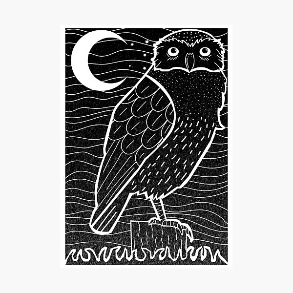 Item preview, Owl Woodcut designed and sold by Calau-art.