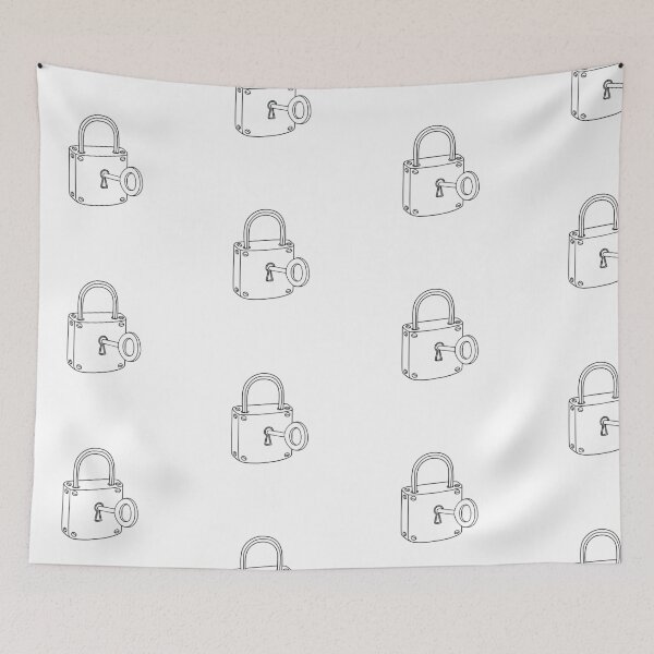 Item preview, Illustration of classic padlock with installed key designed and sold by rasagamastore.
