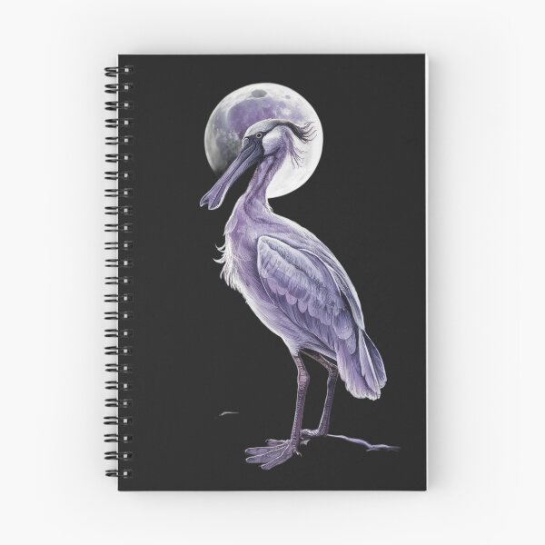 Item preview, a majestic and melancholic royal spoonbill illuminated by the moon in a deep purple night sky. designed and sold by 123ks.