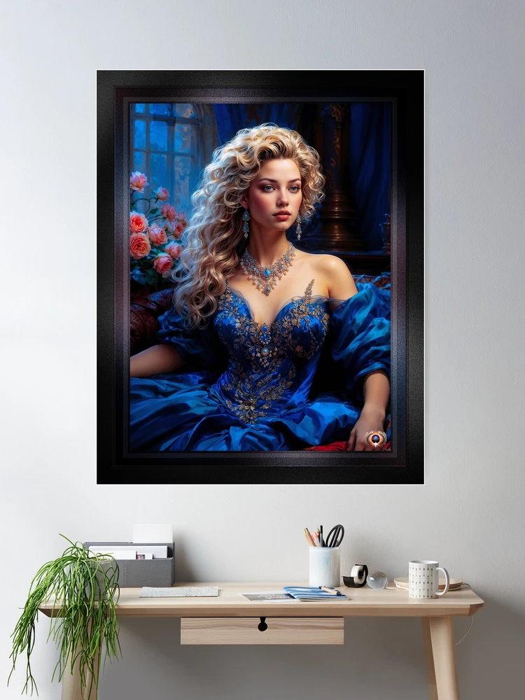 Classical Romantic Portrait Of Constance Emery Wearing The Ophliman Jewels AI Concept Art by Xzendor7 Wall Decor Print Art Print