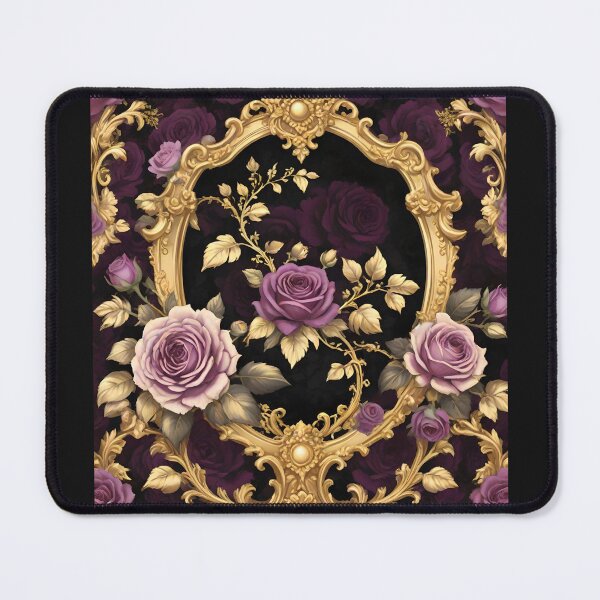 Item preview, Dark & Matte Mauve Roses & Gold Rococo designed and sold by DesignsByPrnces.
