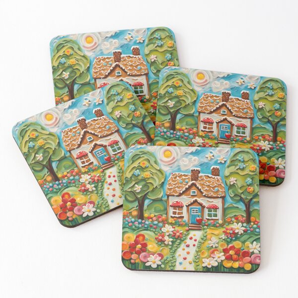 Item preview, Gingerbread House Springtime Oil Impasto Painting designed and sold by MeadowFarmPrint.