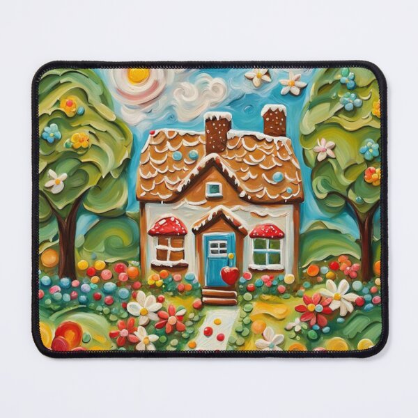 Item preview, Gingerbread House Springtime Oil Impasto Painting designed and sold by MeadowFarmPrint.