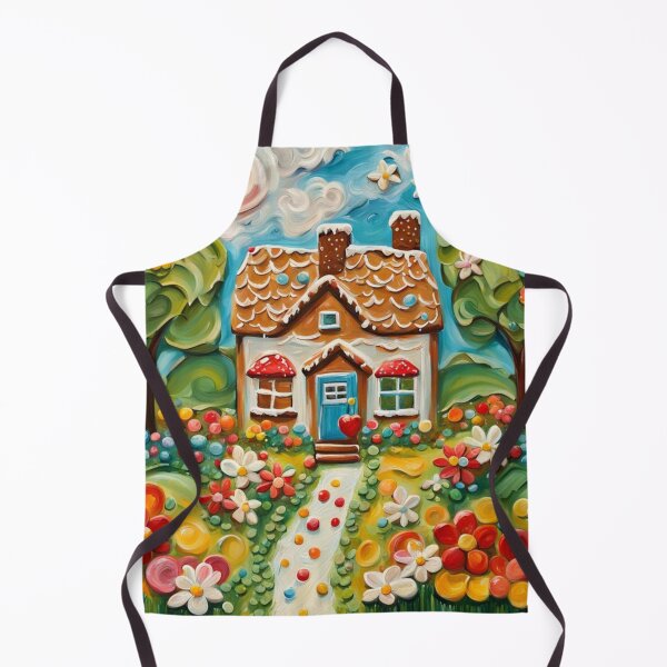 Item preview, Gingerbread House Springtime Oil Impasto Painting designed and sold by MeadowFarmPrint.