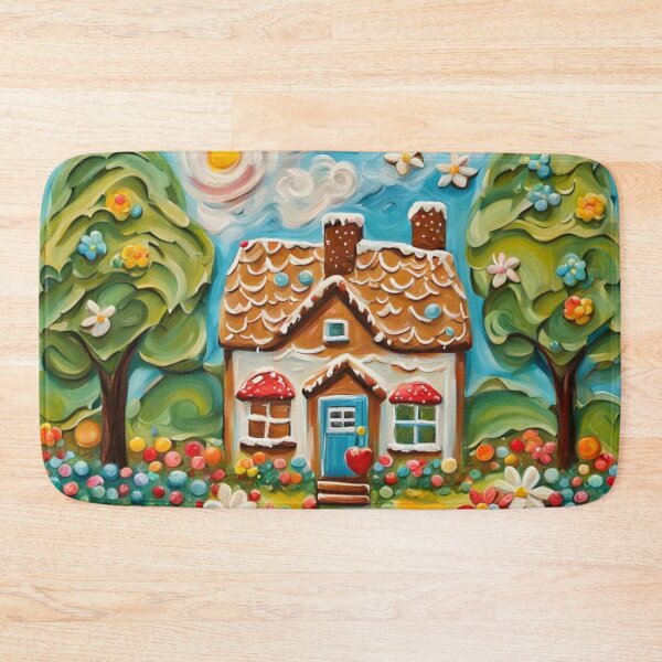 Item preview, Gingerbread House Springtime Oil Impasto Painting designed and sold by MeadowFarmPrint.
