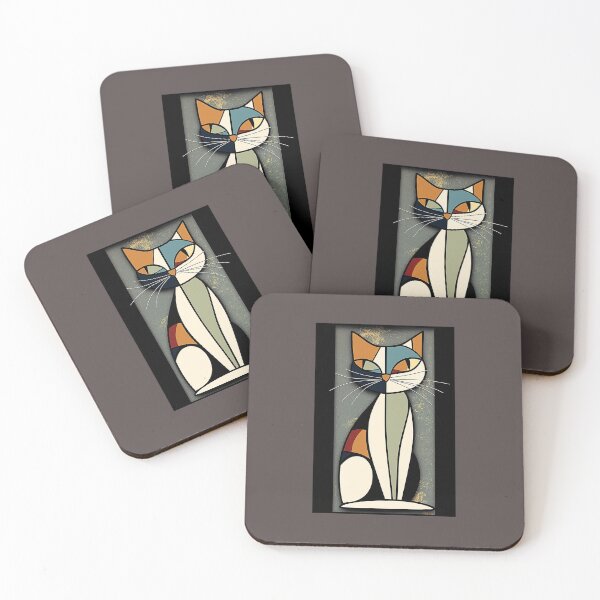 Item preview, Abstract Geometric Vibrant Cat Art designed and sold by Sweegle.