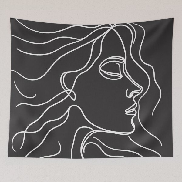 Item preview, Continuous Line Art Fabric Pattern: Fluid Profile Portrait designed and sold by Rui Fernandes.