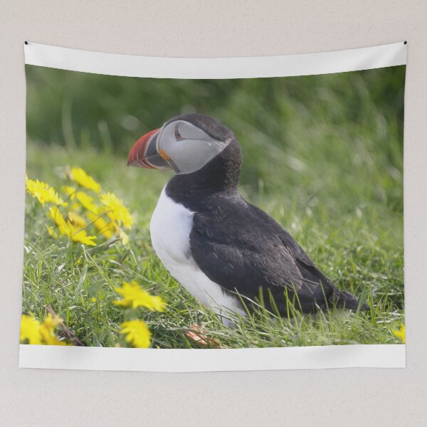 Item preview, A puffin with flowers designed and sold by kathleenjean.