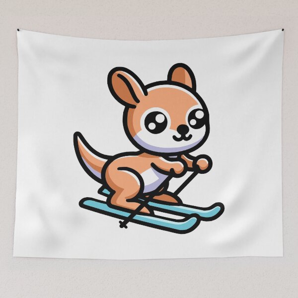 Item preview, Cute Kangaroo Skiing Cartoon designed and sold by PMCreative.