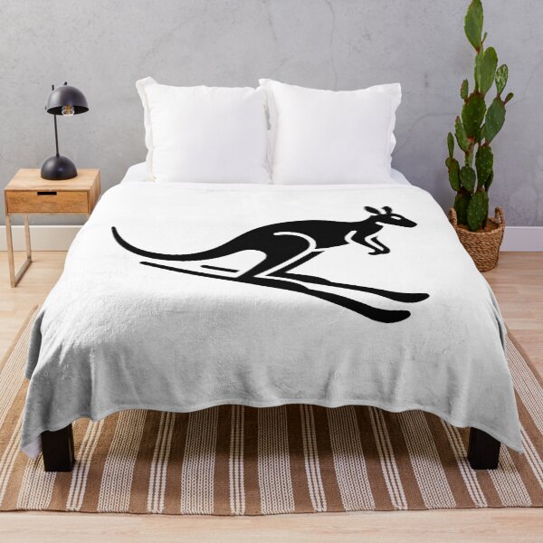 Item preview, Black And White Kangaroo Skiing Graphic designed and sold by PMCreative.