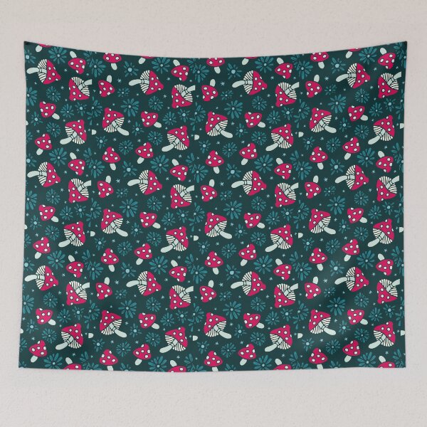 Item preview, Cute Halloween Mushrooms | Preppy Red & Teal with a Kawaii Spooky Twist designed and sold by colorofmagic.