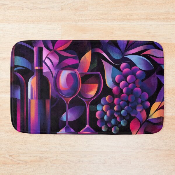 Item preview, An Abstract Collage of Wine Bottles, Glasses, and Grapes designed and sold by MargaretWiktor.