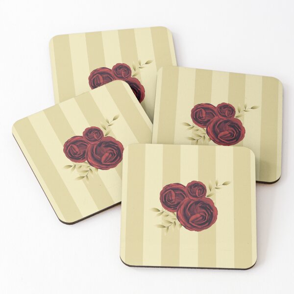 Item preview, Red rose photograps collage with beige vertical stripes designed and sold by PavlinaBFDesign.
