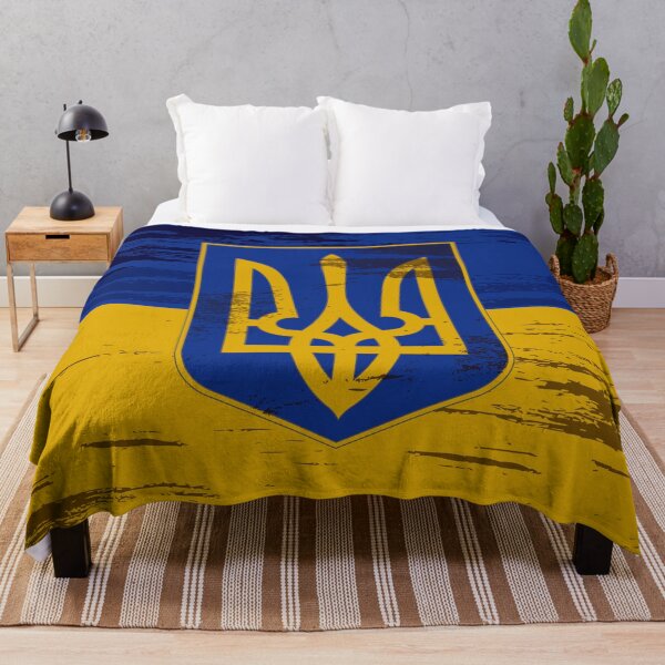 Item preview, Coat of Arms of Ukraine - Grunge Ukraine Flag with Trident Emblem Illustration designed and sold by 19Beauty.