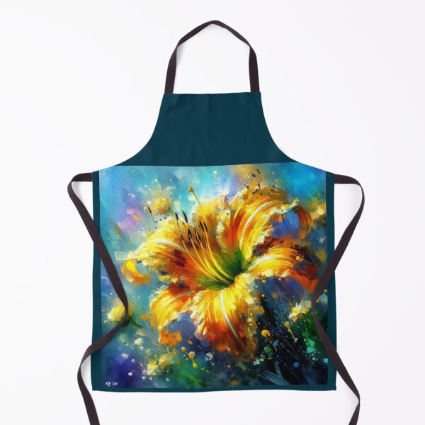 Item preview, Impressionistic Yellow Daylily Teal Background designed and sold by oceanlady65.