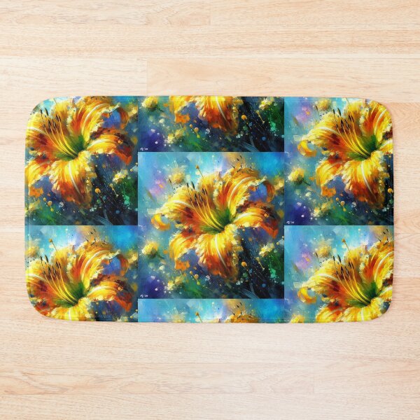 Item preview, Impressionistic Yellow Daylily Teal Background designed and sold by oceanlady65.
