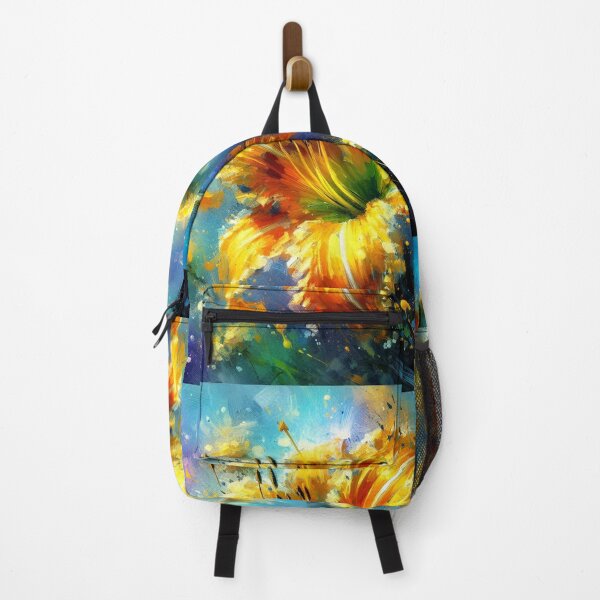 Item preview, Impressionistic Yellow Daylily Teal Background designed and sold by oceanlady65.